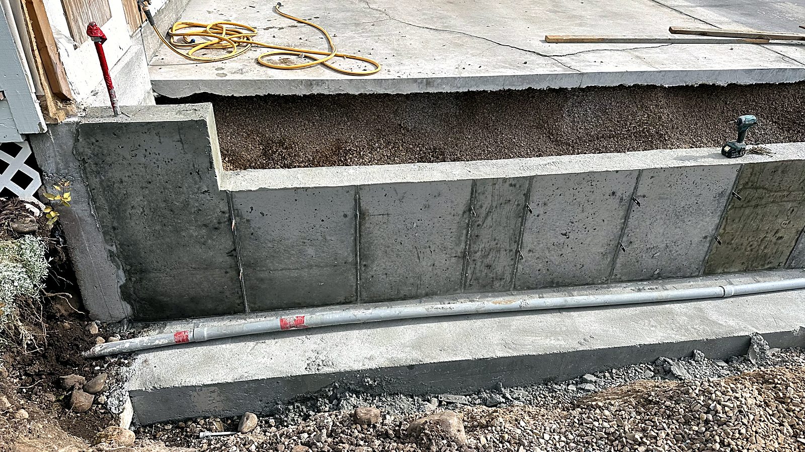 Finished concrete walls for a full walkout entrance