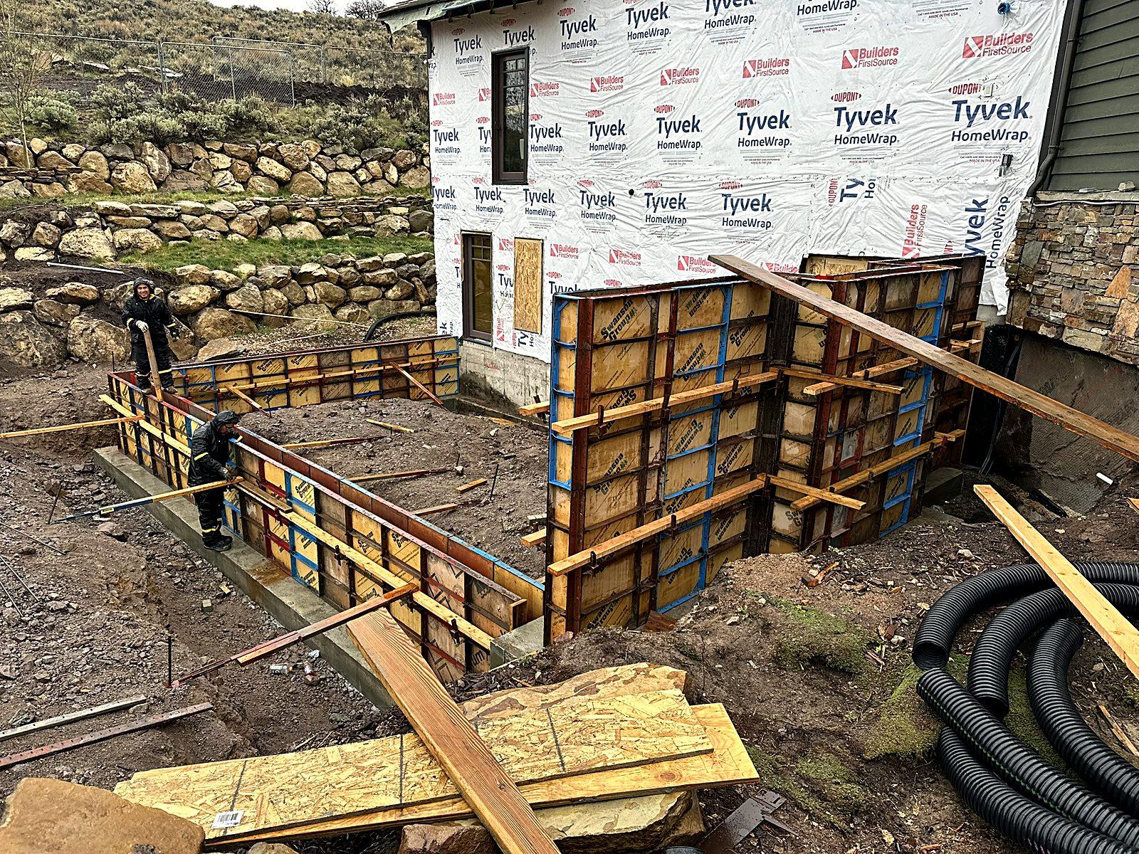 Concrete forms set for a walkout entrance in Park City